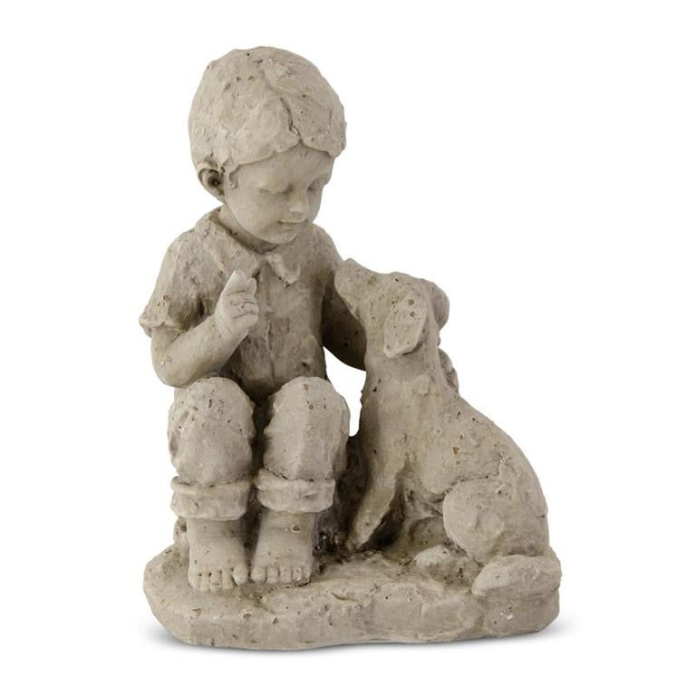Boy with Dog Statue