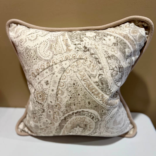Gray & Beige Paisley Custom Pillow