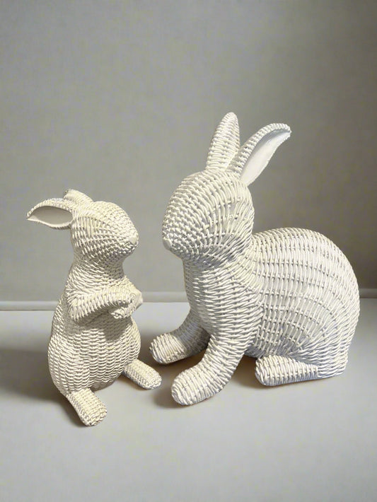 White Wicker Bunny Set