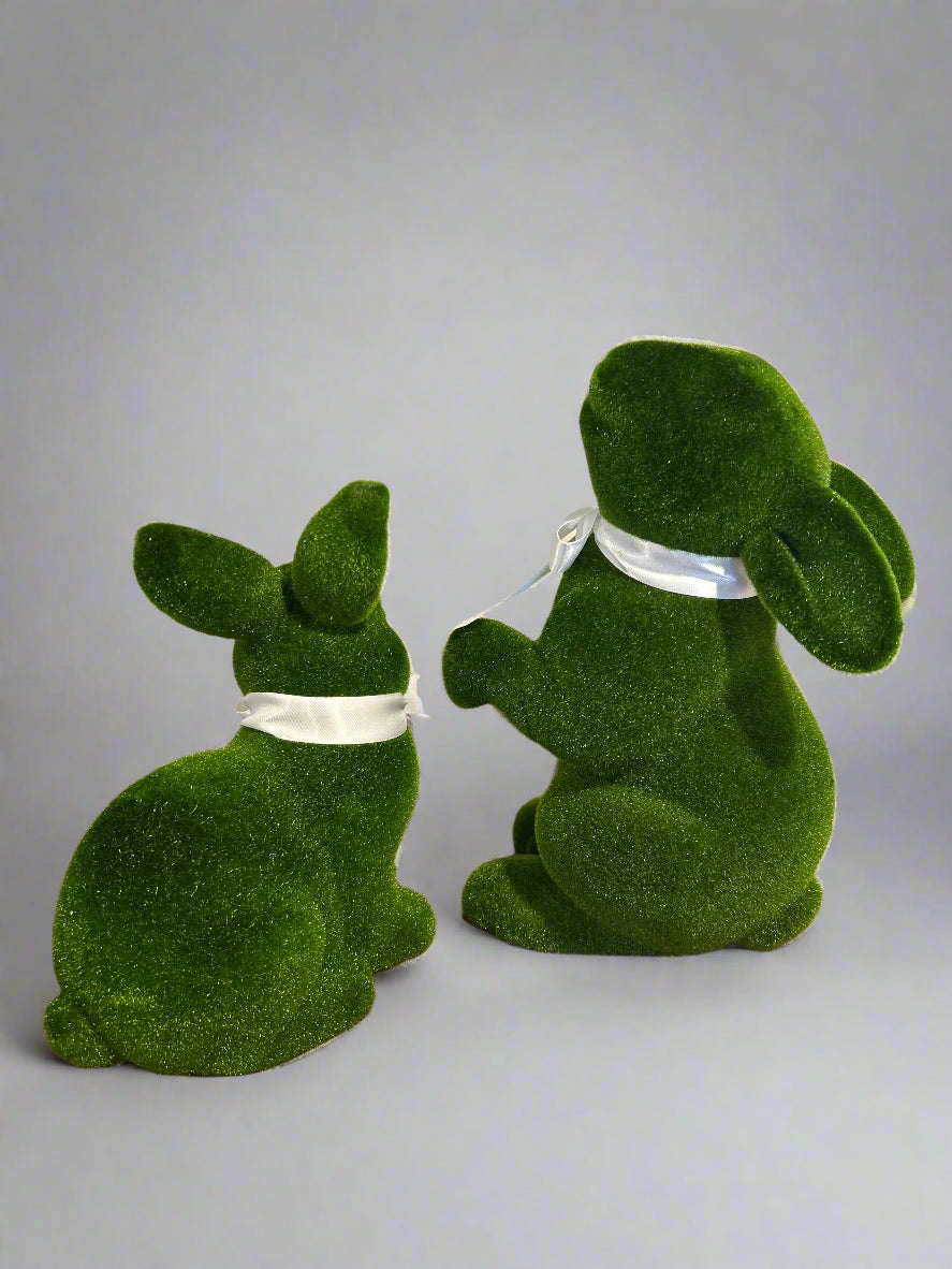 Mossy Rabbit Set with White Bow