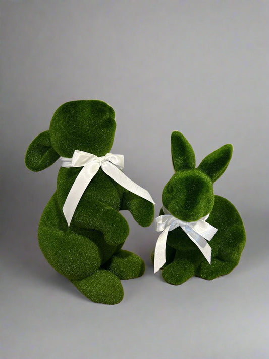 Mossy Rabbit Set with White Bow