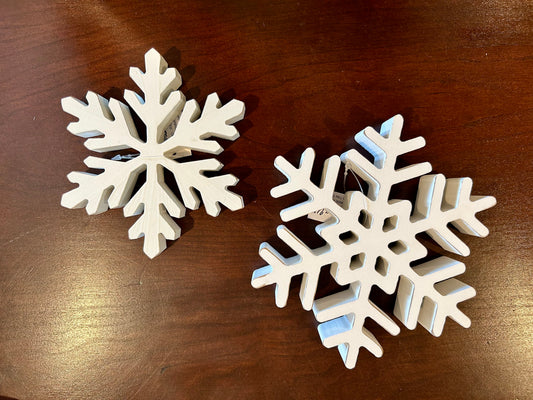 White Wooden Snowflake - Set of 2