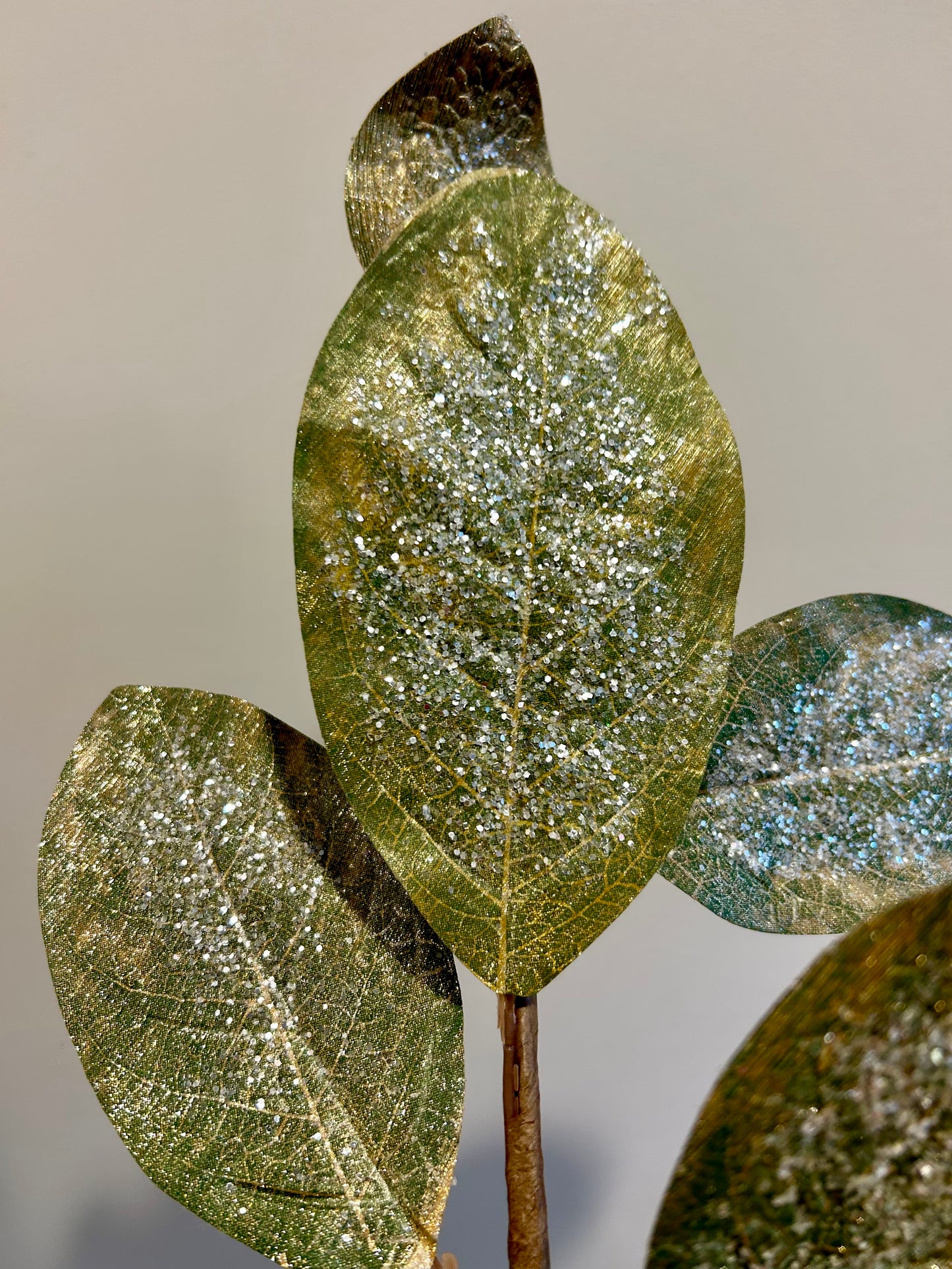 Ice Green and Gold Magnolia Leaf Pick