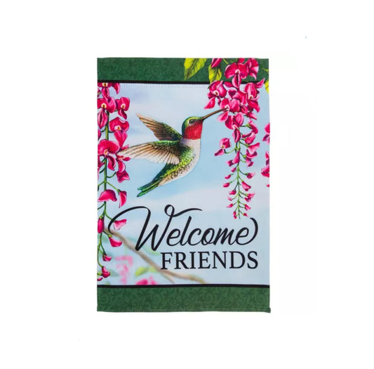 Welcome Friends Hummingbird Garden Flag