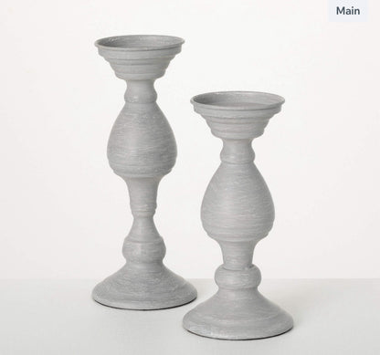 Metal Gray Candle Holders